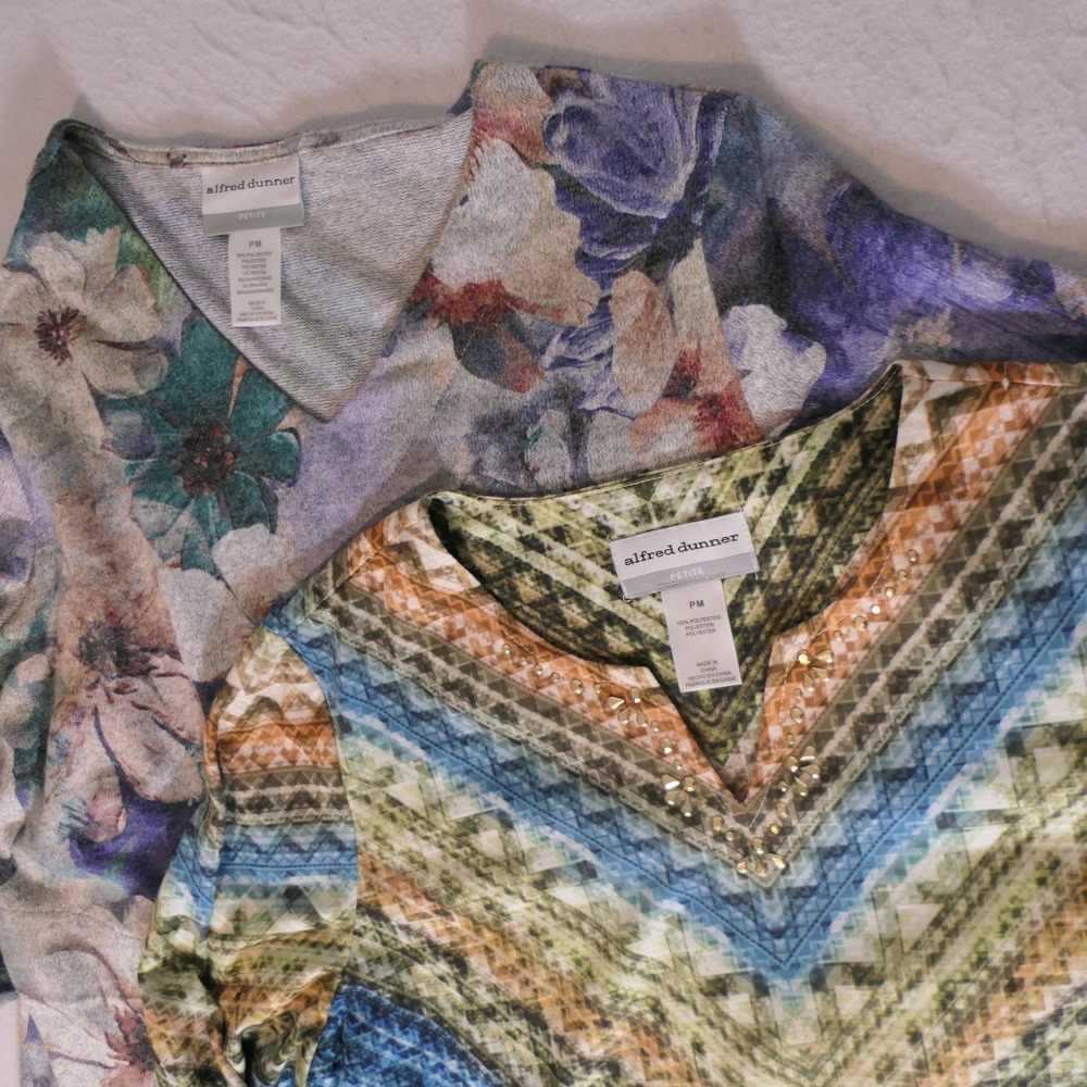 Alfred Dunner Womens Tops Lot of 2 PM Multicolor Floral Grandmacore Cottagecore,